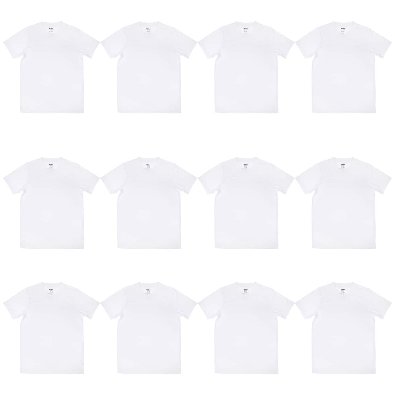 12 Pack: White Adult Polyester Crew Neck T-Shirt by Make Market®